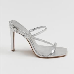 Schutz Women Heloise Leather High Heel Sandals Metalic Napa Size 7